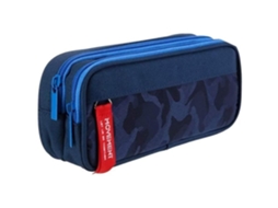 Estojo para Lápis, 3 Compartimentos, Grande, Azul Escuro, Escolar, Infantil, Meninos AQUAFORGE