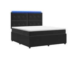 Vidaxl Cama Box Com Led E Colchão Preto 140 X 190 Cm Veludo