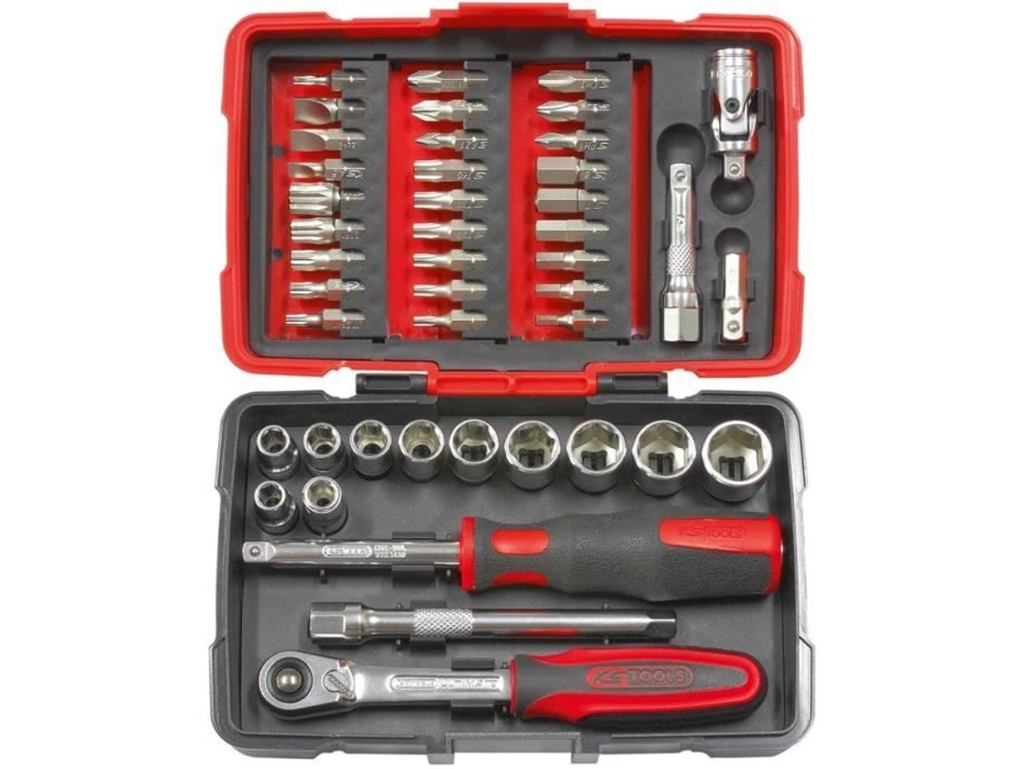 Conjunto de Soquetes e Acessórios Ultimate 1/4'' 44 Peças Ks Tools 922.0644 Estojo Catraca KSTOOLS