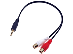 Cabo de Áudio 3,5 Mm para 2 Rca. Adaptador Rca Fêmea Conector Fone Ouvido Estéreo Macho. AQUAFORGE