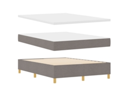 Conjunto 1 Cama Box Vidaxl Castanho-acinzentado Poliéster (140 X 200 Cm)