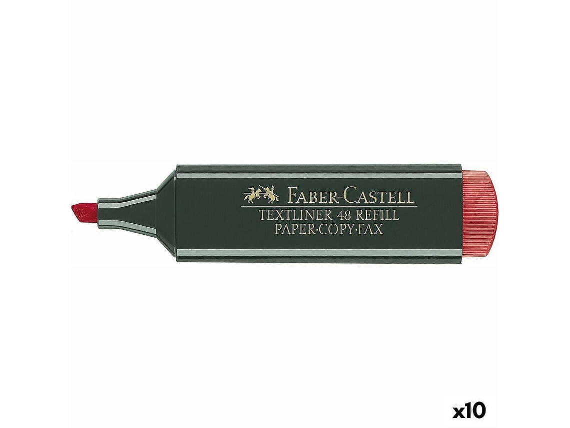 Marcador De Texto Faber Castell Textliner 48 Vermelho Olysi Shop (10 Unidades)