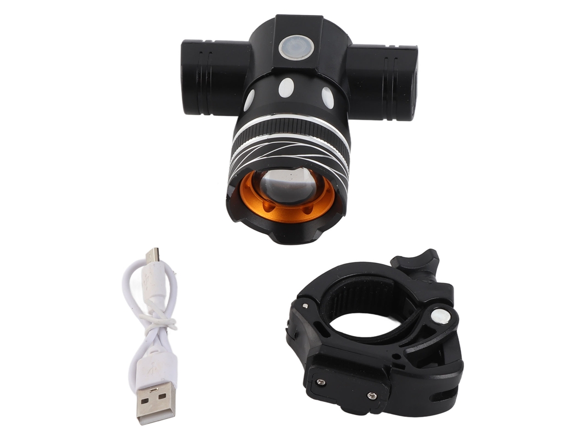 Luz Mali de Bicicleta Frontal USB Recarregável com Lanterna