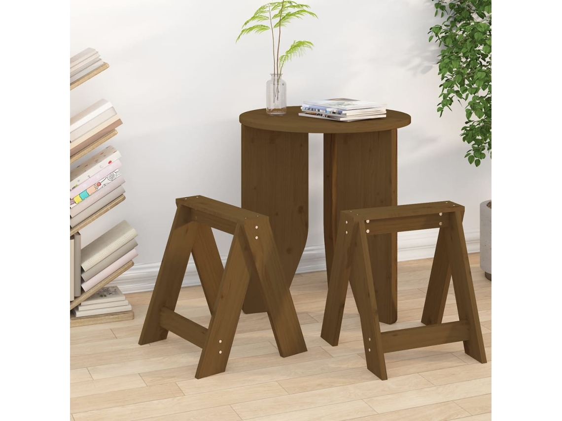 Vidaxl Bancos 2 Pcs 40x40x45 Cm Pinho Maciço Castanho-mel