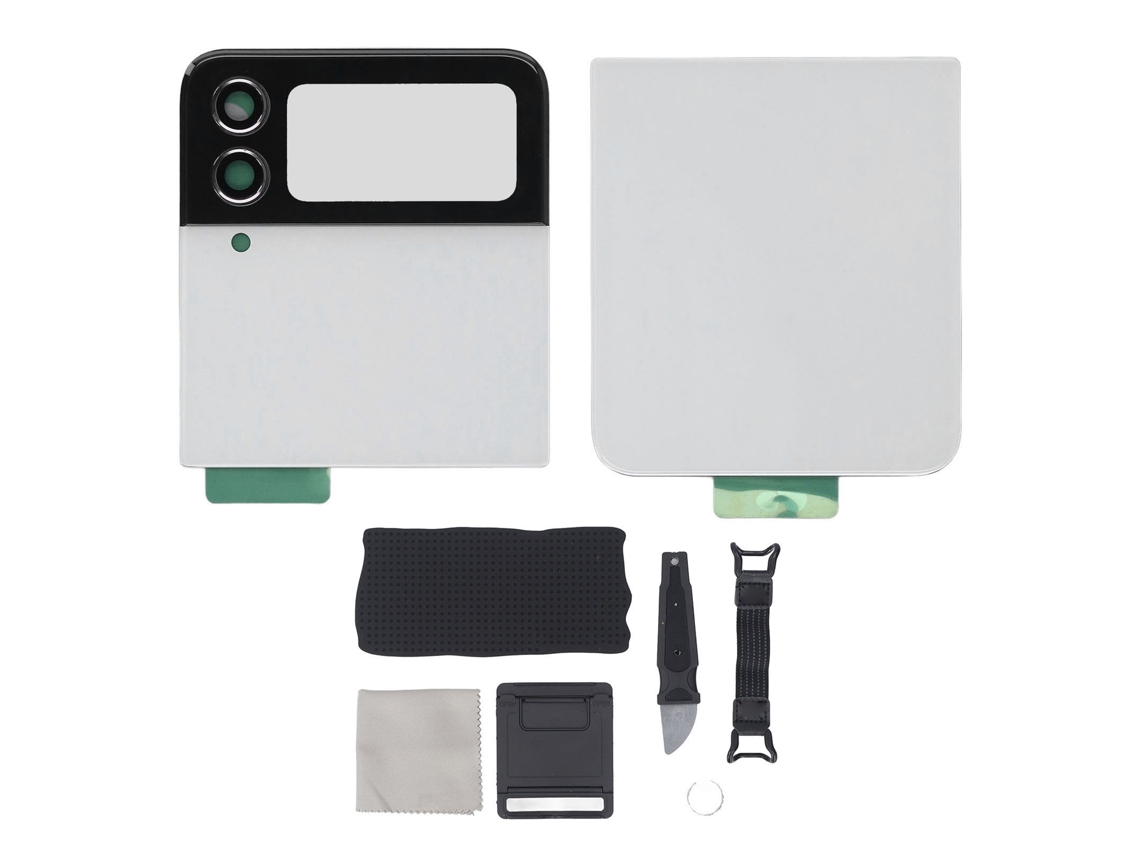Aetheria tampa de Vidro Traseira com Lente de Câmera e Ferramentas para Galaxy Z Flip 4 5g F721 Branco
