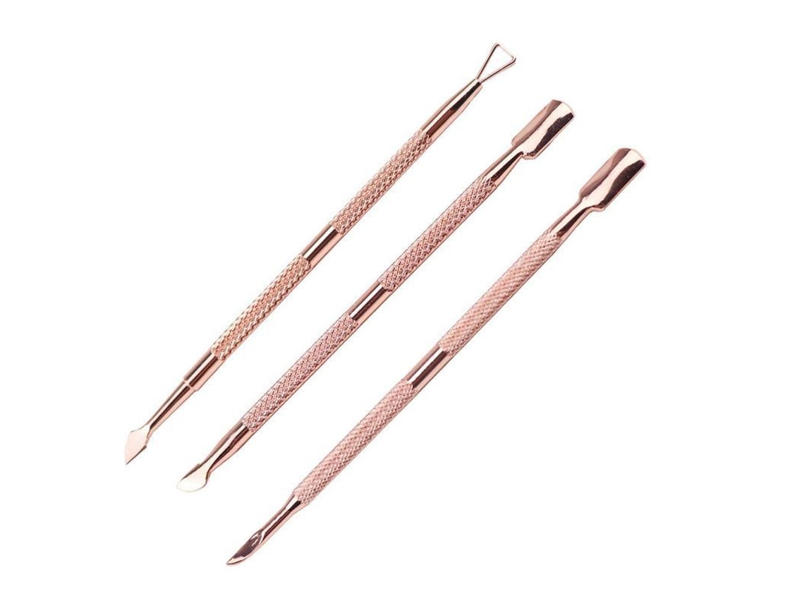 Kit De Ferramentas De Manicure E Pedicure Com 3 Ferramentas De Remoção De Cutículas Em Aço Inoxidável