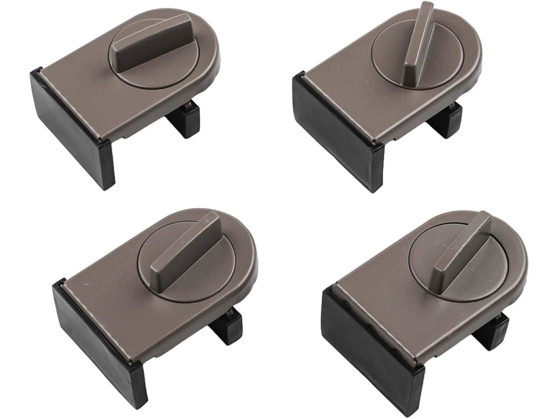 Conjunto De 4 Travas Segurança Marrons Para Janelas Correr, Em Ferro J