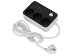 Laxiscreed Extensão Inteligente Multifuncional Com 6 Tomadas, Portas Usb E Carregamento Rápido 3,4a