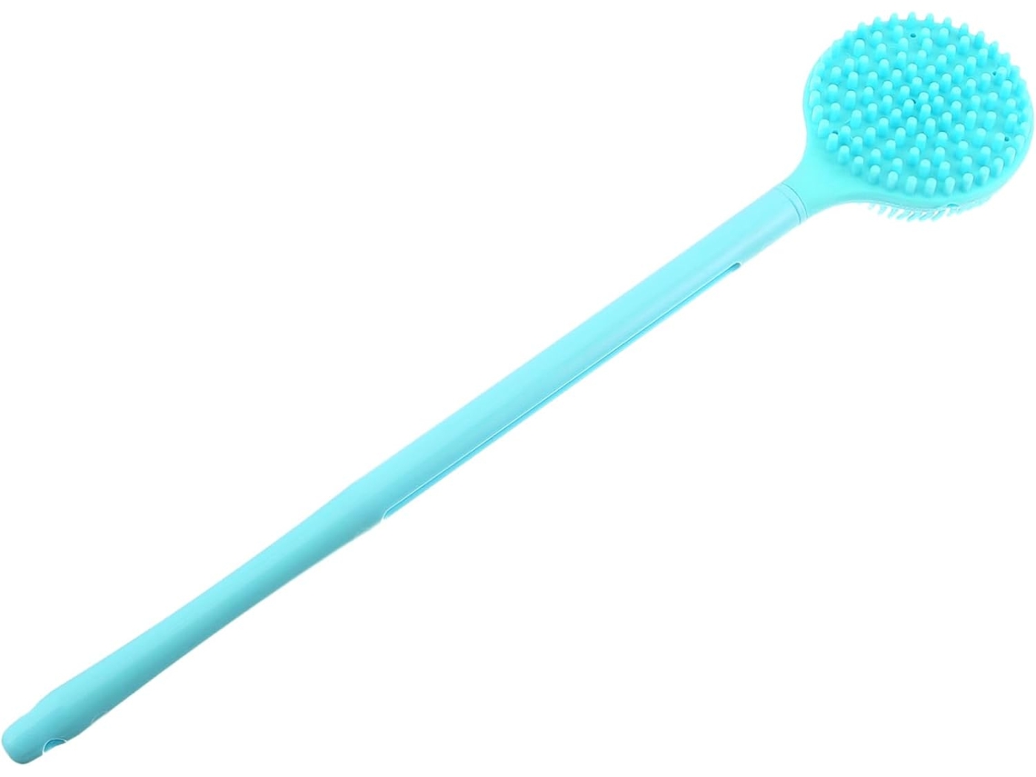 Escova De Banho Gatuida Rosa Em Silicone Com Cabo Longo, Cerdas Flexíveis Para Esfoliação E Massagem Corporal, Ideal