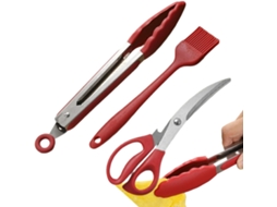 Pinça Para Churrasco, Pinça Para Grelhar Clipe Alimentos Ao Ar Livre Com Pincel De Óleo E Tesoura Kit Utensílios
