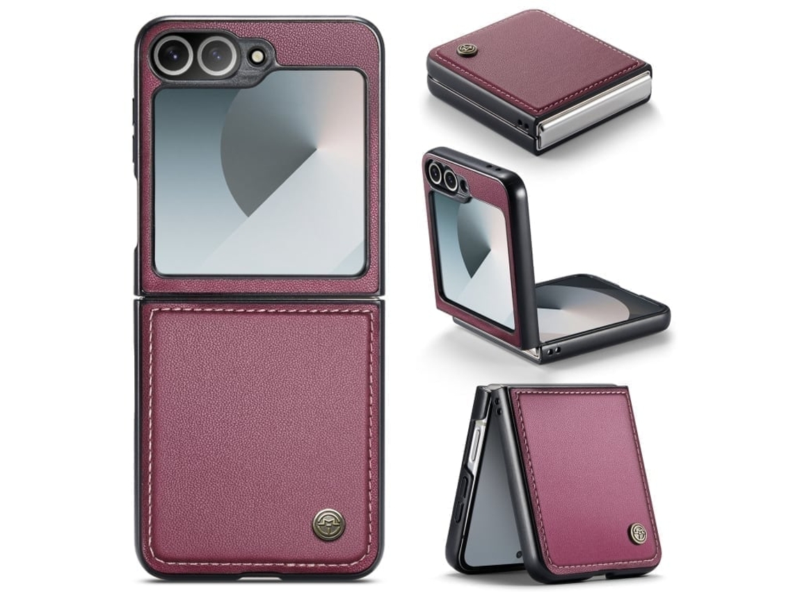 Capa Para Samsung Galaxy Z Flip6 5g Borboleta Fivela Litchi Textura De Telefone De Couro Rfid Antirroubo Vinho Vermelho