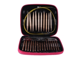 Conjunto de Alumínio com 26 Peças Pegas Ergonômicas Kit de Agulhas Circulares Intercambiáveis com Estojo de Armazenamento