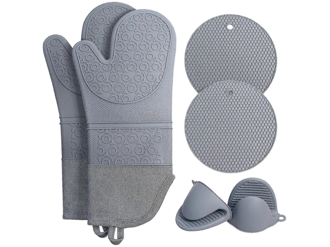 Luvas De Forno E Pegadores De Silicone, Resistentes Ao Calor Até 450°c, Comprimento Extra De 15 Polegadas
