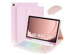 Lurelia Capa Com Teclado Bluetooth Para Samsung Tab A7 10.4 Com Rato, Rgb, Rosa E Branco