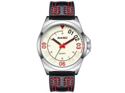 Reloj De Pulsera Hombre De Cuero Pu Con Cuarzo Y Dial Redondo Plata Y Blanco