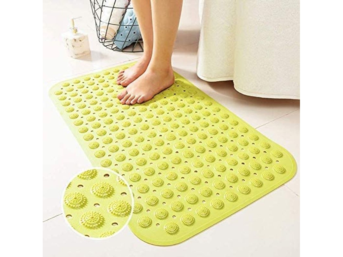 Tapete anti derrapante NOVA LINE com ventosas, 36x71cm, amarelo e verde