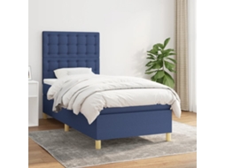 Vidaxl Cama Com Molas/colchão 80x200 Cm Tecido Azul