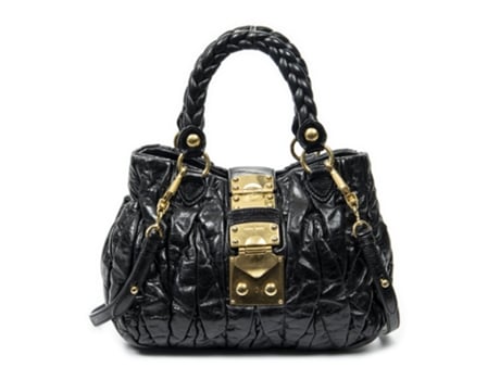 Mala De Ombro De Mulher Miu Miu Braided Push Lock Preto (tamanho Único)