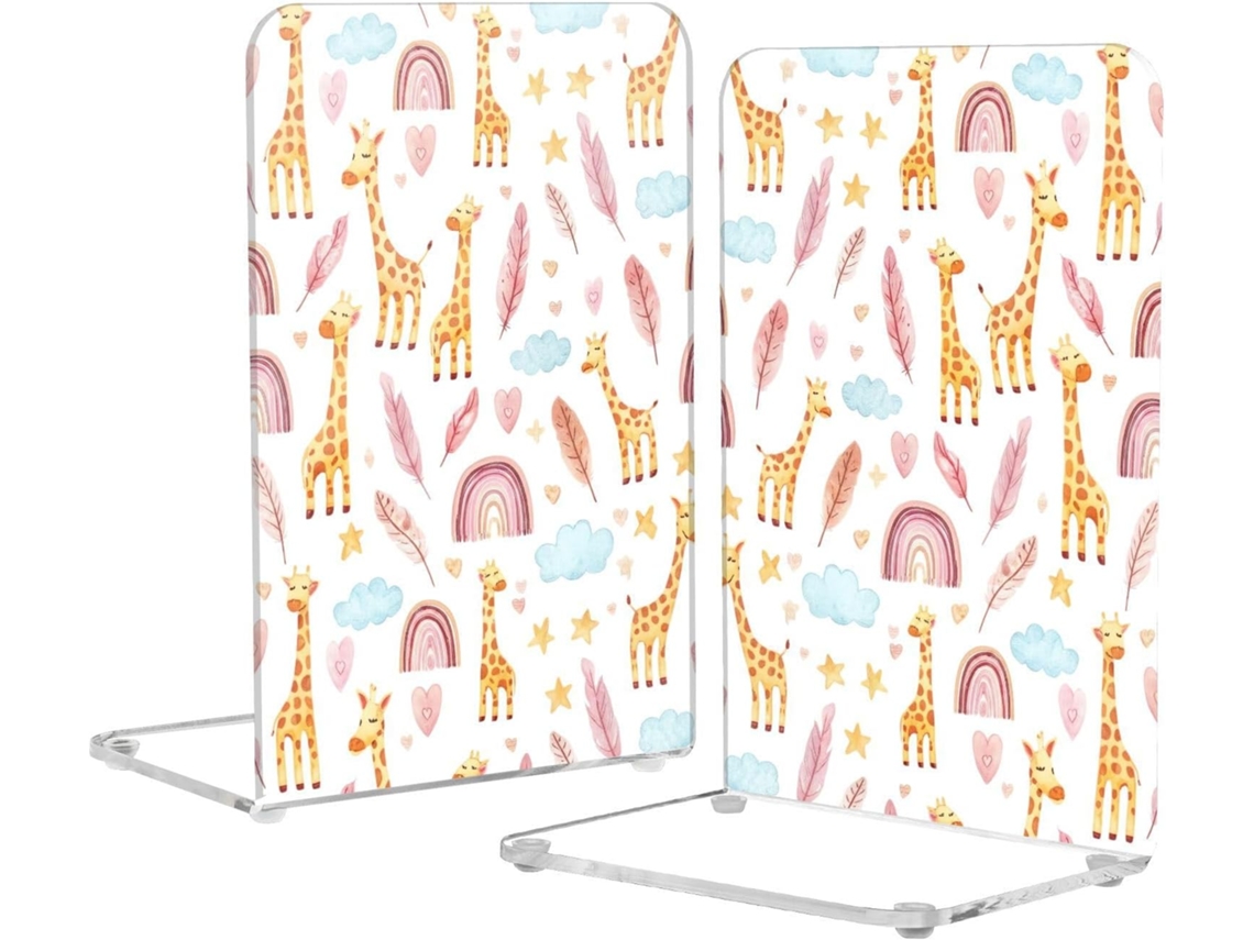 Suporte Para Livros Em Acrílico Branco Com Girafa De Desenho Animado, Perfeito Para Escritório Ou Casa Organizador