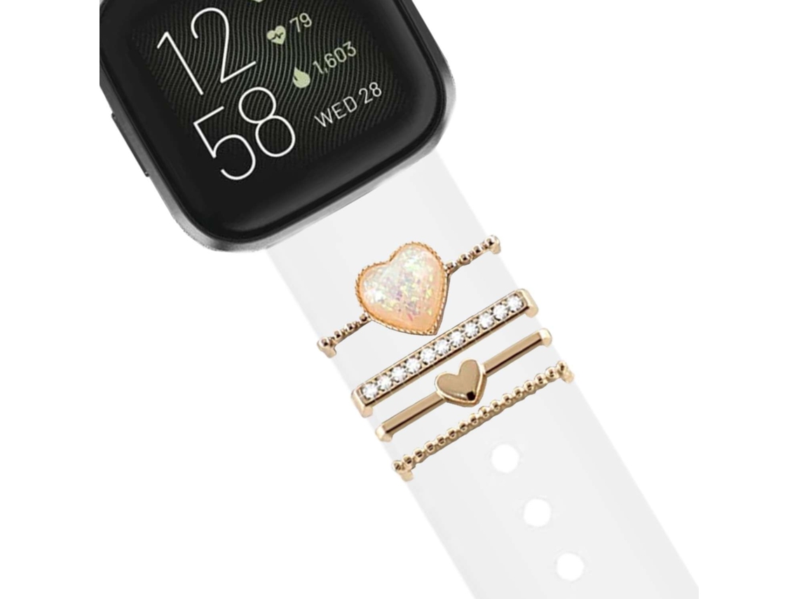 Bracelete Fitbit Versa Lite Pulseira com Adorno Crystal Branco