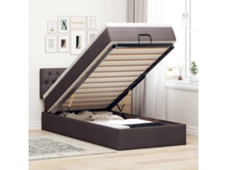 Vidaxl Cama Otomana Com Colchão 100x200 Cm Tecido Castanho Escuro