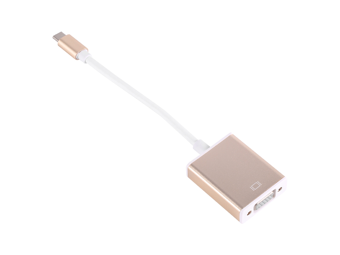 Adaptador Usb 3.1 Tipo C Para Vga Com Caixa De Alumínio E Conector Dourado