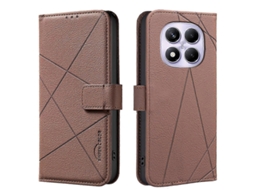 Capa De Couro Com Estampa Geométrica E Bloqueio Rfid Para Xiaomi Redmi Note 14 Pro 4g, Cor Binfen, Bf35, Marrom