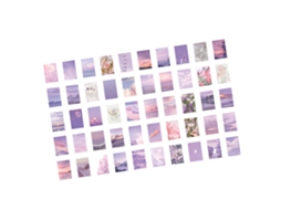 Adesivos Scrapbook Aesthetic 50 Folhas Cenas Naturais para Diário Planner Decoração Roxo