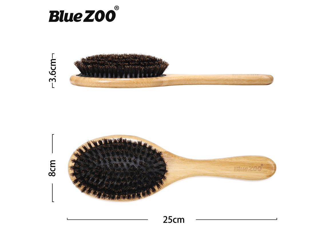 Pente De Cabelo De Bambu Natural Com Cerdas Antiestático E Massagem Para Couro Cabeludo