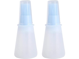 2026 set de 2 Garrafas de Óleo com Espátula de Silicone e Tampa Resistente Ao Calor para Cozinha Azul