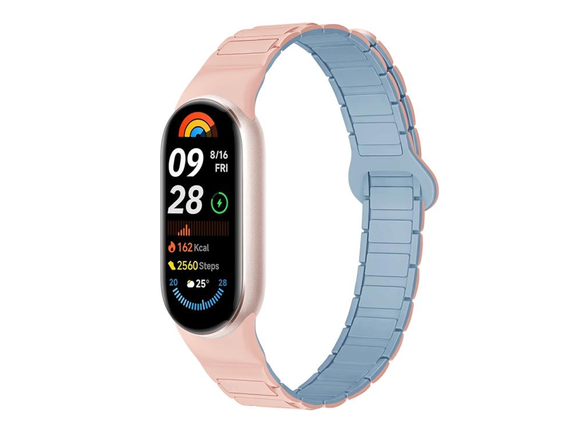 Bracelete para Xiaomi Smart Band 10/9/8 Silicone Magnético com Três Esferas Azul Enevoado e Areia em Pó XIAOMOYU