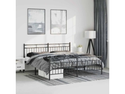 Vidaxl Estrutura De Cama Com Cabeceira E Pés 183x213 Cm Metal Preto