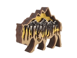 Enfeite de madeira buxo 3D de artesanato oco animal decorativo de mesa para Halloween | S/MARCA