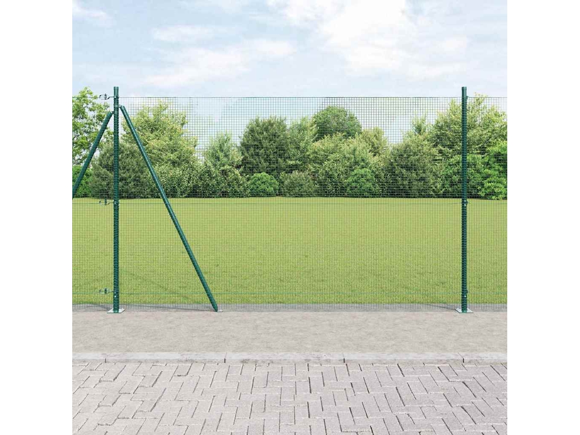 Vidaxl Cerca De Arame Soldado Com Base De Concreto 10 X 1,4 M Verde