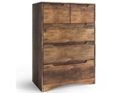 Cômoda de quarto moderna - MDF - Marrom - 5 gavetas - 72 x 41 x 94 cm