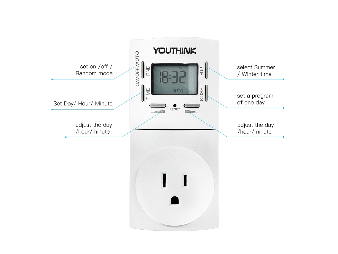 Tomada Temporizadora Tm601, Com Função De Temporizador De 7 Dias E Design De Plug-in Econômico De Energia.