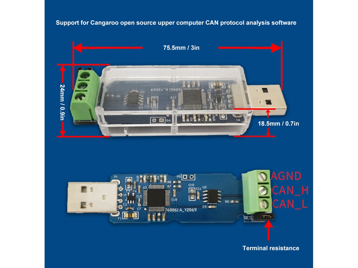 Laxiscreed Conversor Usb Para Can Bus Não Isolado, Velocidade 1m Baud Para Comunicação Eficiente