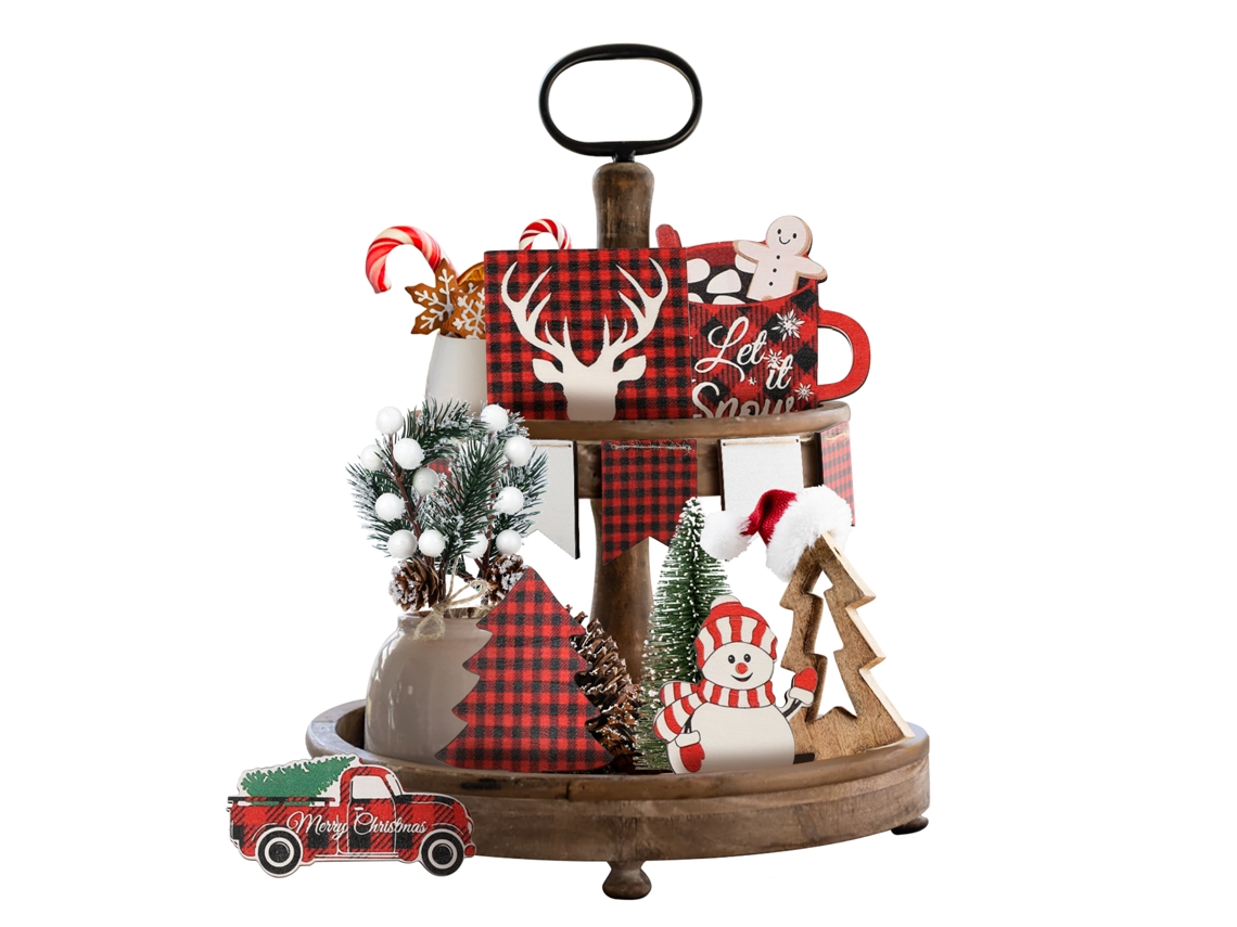 Conjunto de Enfeites de Madeira Natal LAXISCREED