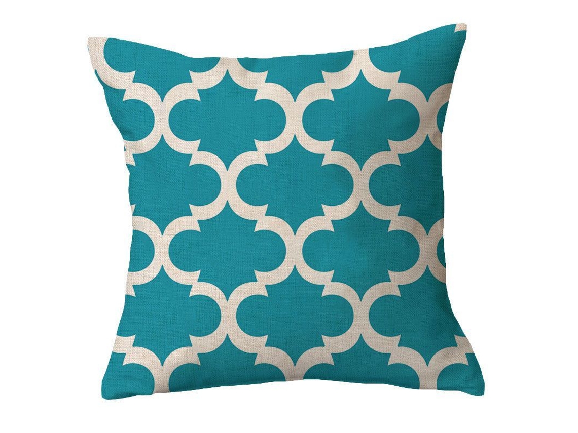 2026 funda de Almohada de Lino 2 Piezas, Abstracción Geométrica, Rayas Azul Lago Y Blanco, Moderno Simple, 45x45 Cm