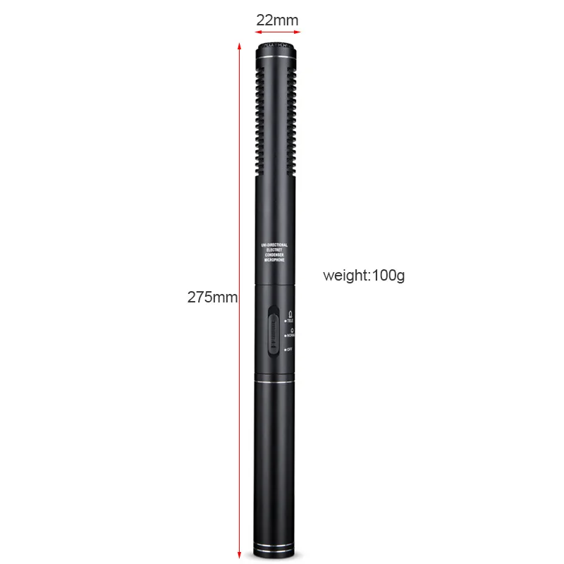 Microfone de Mão MDUG para Entrevistas, condensador shotgun (275mm)