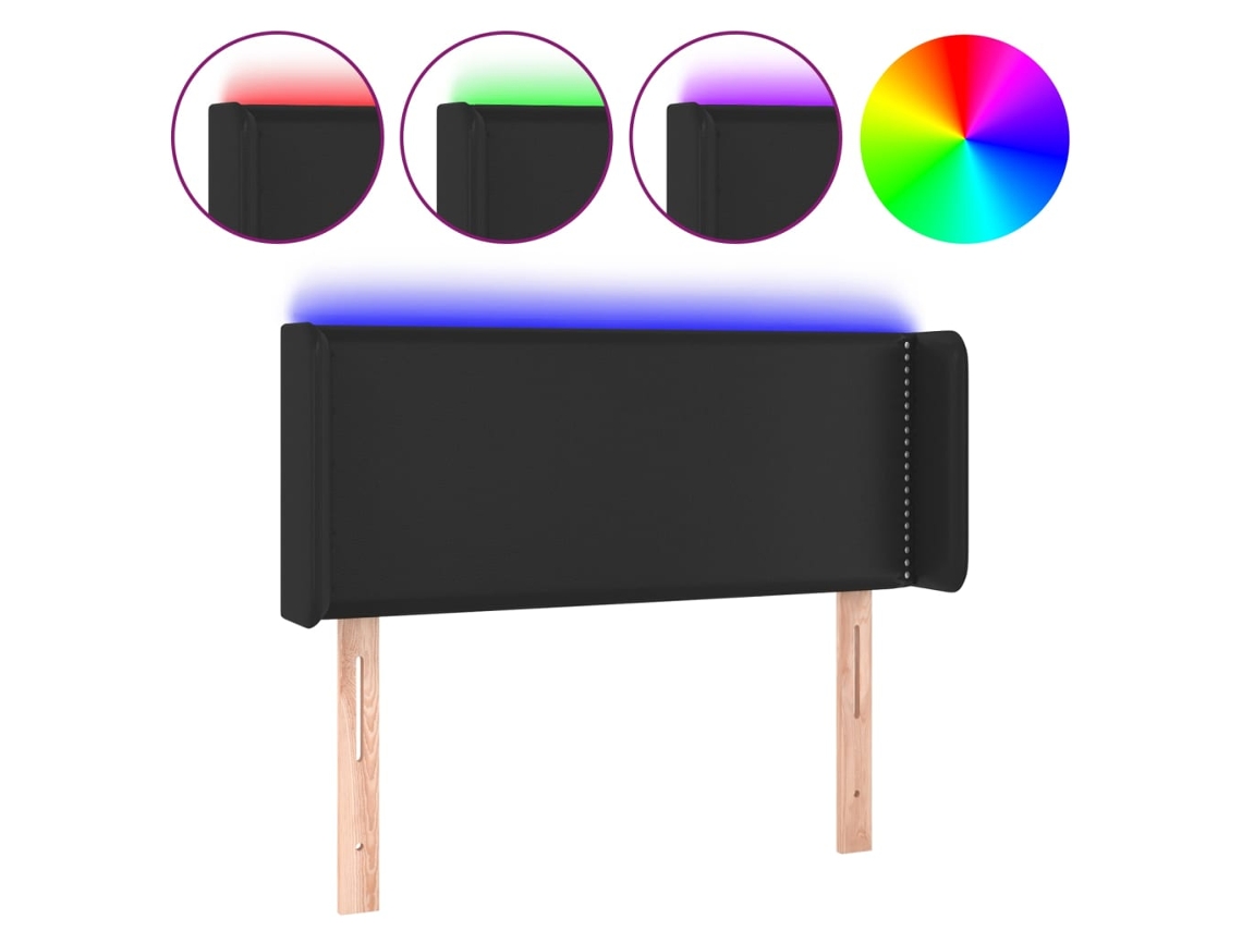 Led Headboard, Led Headboards Vidaxl Preto Couro Artificial (103 X 16 X 78/88 Cm)