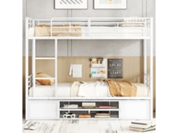 Beliche De Ferro 90x200 Cm - Com Sapateira E Escada - Branco