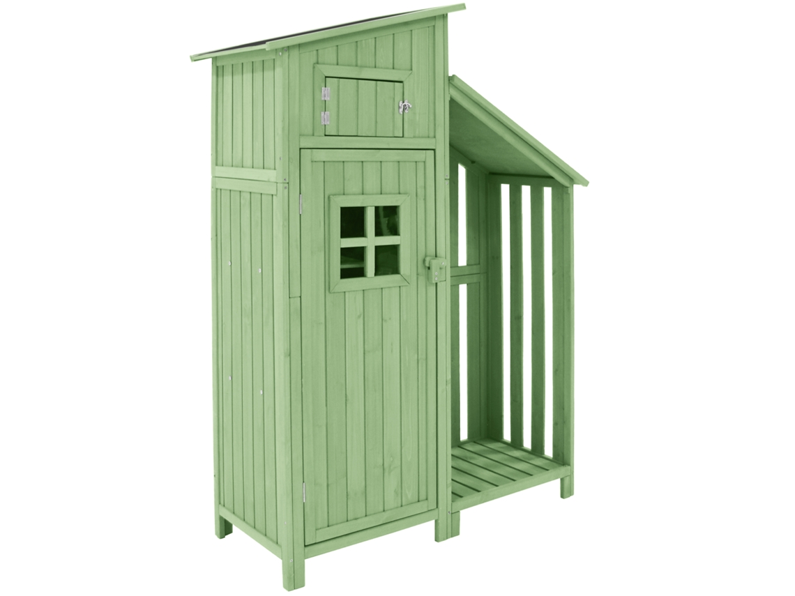 Armário de Jardim Compacto 124x46 Cm para Ferramentas e Equipamentos,ideal para Pequenos Jardins,cor Verde,estrutura de Madeira ORBITRA COMMERCE