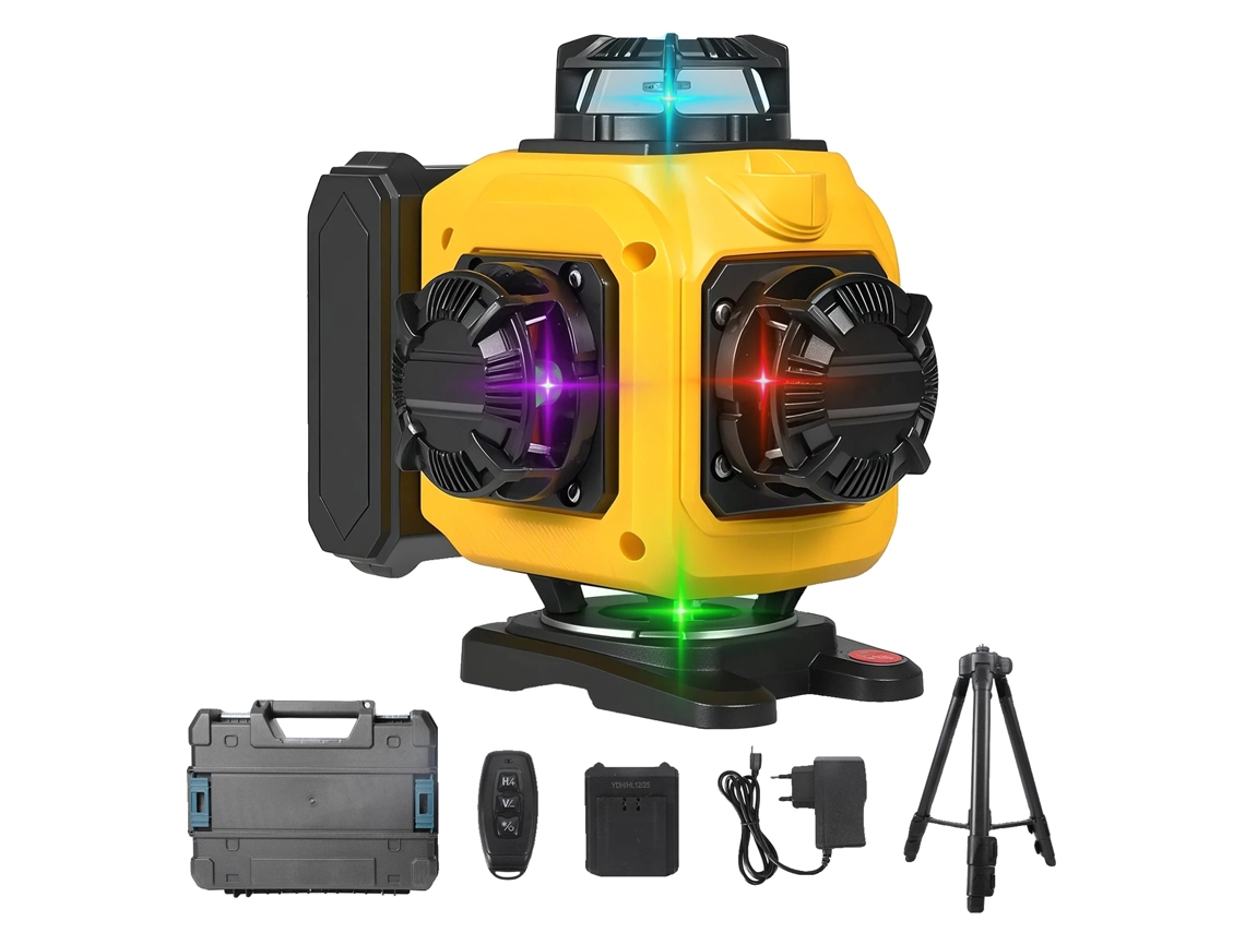 Nível A Laser, Rotação De 360°, Nivelamento Automático, 16 Linhas Com Caixa De Tripé Oem