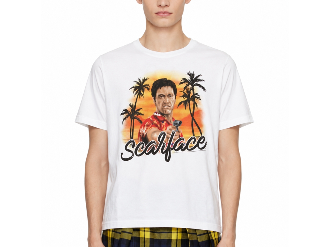 Rockinstone Scarface Movie Airbrush White Adult T-shirt Size:xxl