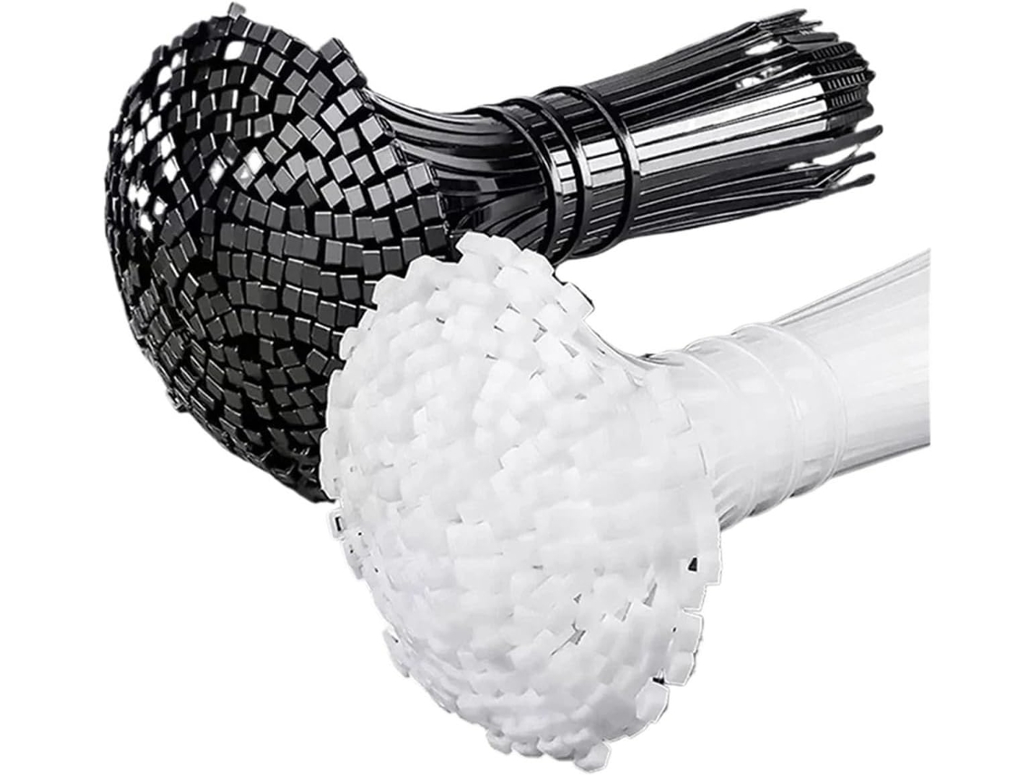 Grampos industriais de nylon com travamento automático, conjunto de 200 unidades com anel de retenção branco, 1, 9x