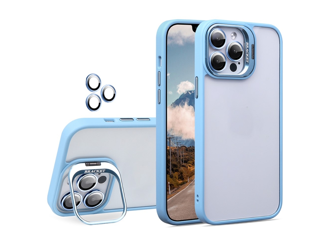 Suporte Casa Para Iphone 13 Pro Max Pele Sintética Azul