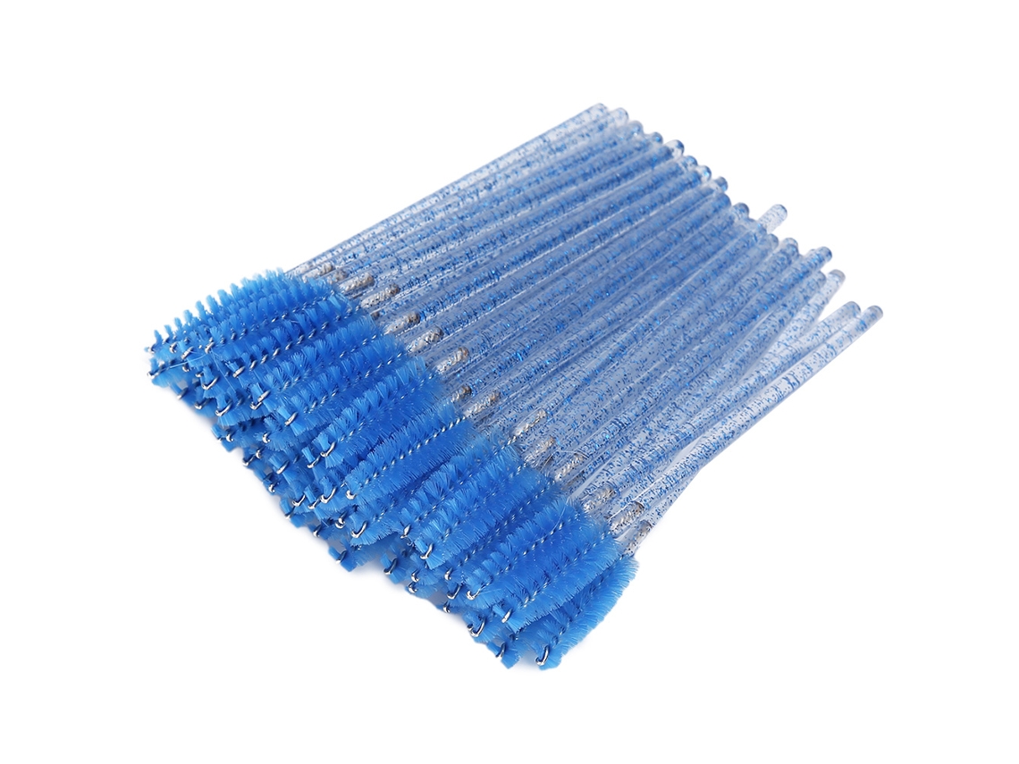 50pcs Pincéis Descartáveis De Maquiagem Nylon Para Cílios, Sobrancelhas E Máscara Azul Escuro