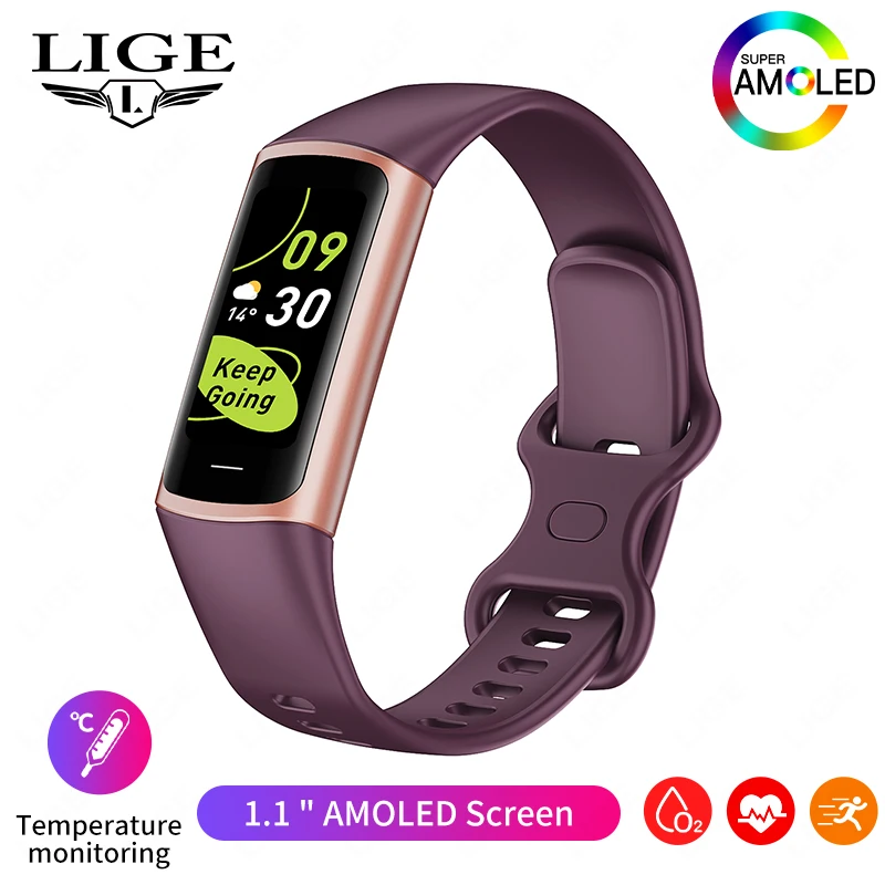 Pulseira inteligente MDUG, rastreadora à prova d'água, Android e iOS, preto e dourado