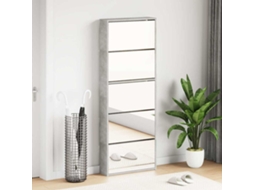 Vidaxl Sapateira C/ Espelho 5 Divisórias 63x17x169,5 Cm Cinza Cimento